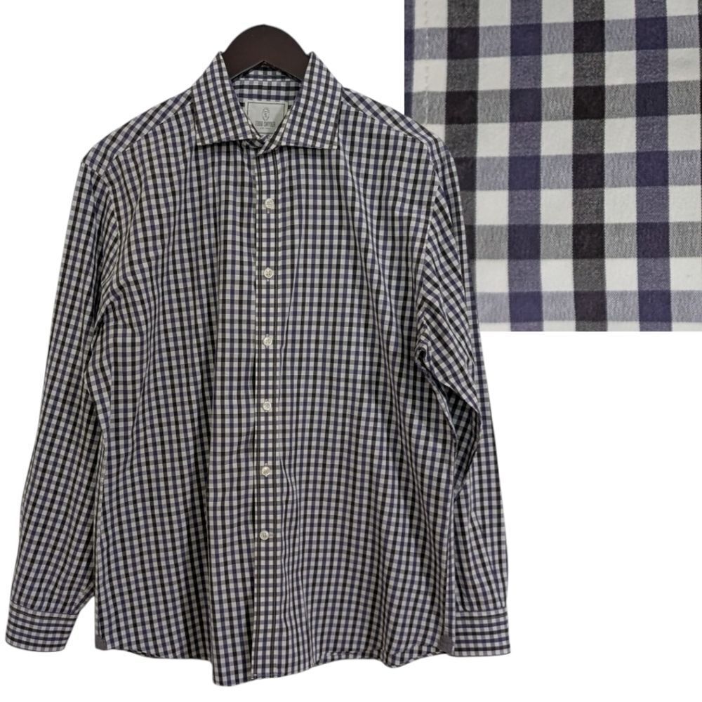 Todd Snyder Gingham Button Down Shirt - Purple/Black/White - Size 17 34/35